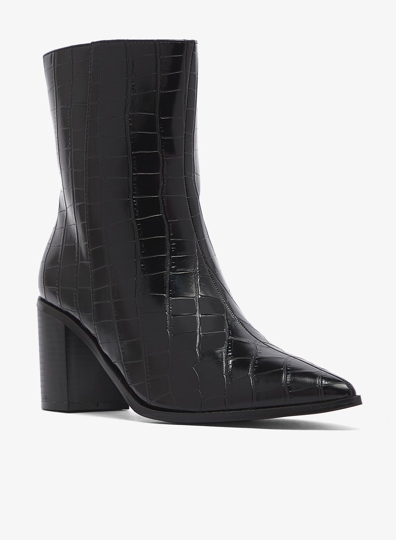 GLAMOROUS Pointed toe croc ankle boots - Image 2